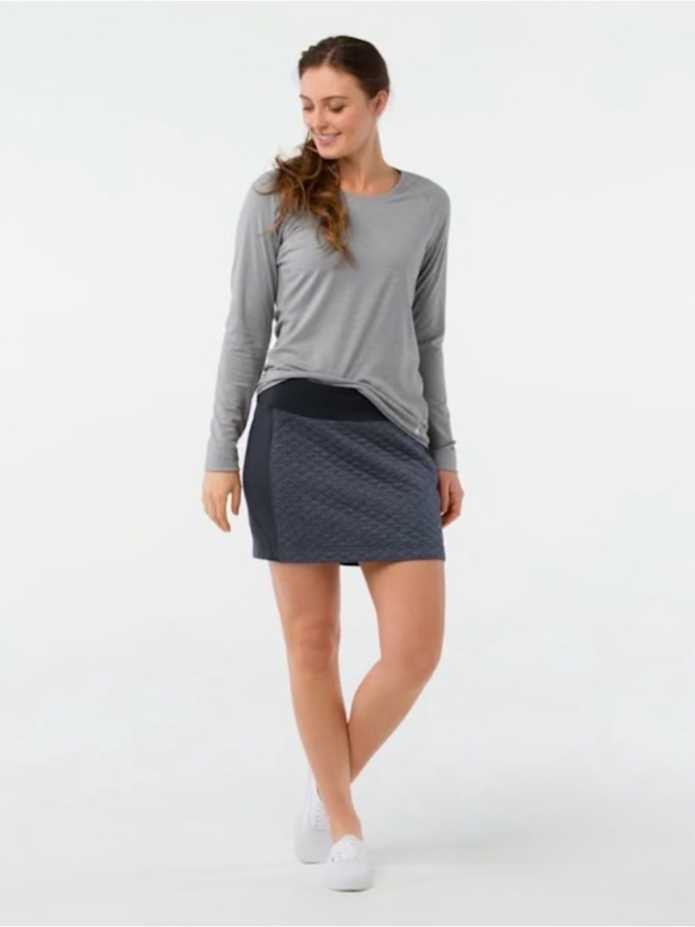 Smartwool Diamond Peak Quilted Skirt Blue Merino Blend Small